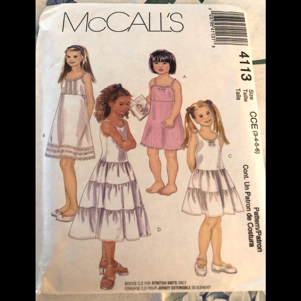- McCalls children and girls slip 4113 size 3-4-5-6